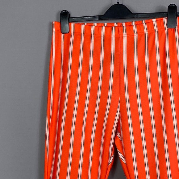 Topshop Oxford Stripe Flare High Waist Trousers Pants in Red Orange Size… - Picture 5 of 10